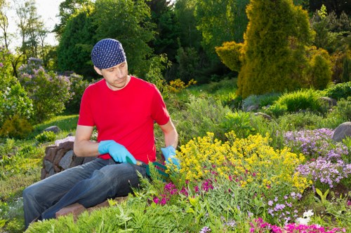 Careful outdoor service work with waste removal and site safety